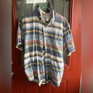 Mens Short-Sleeve Striped Button-Up Shirt - Multi Color